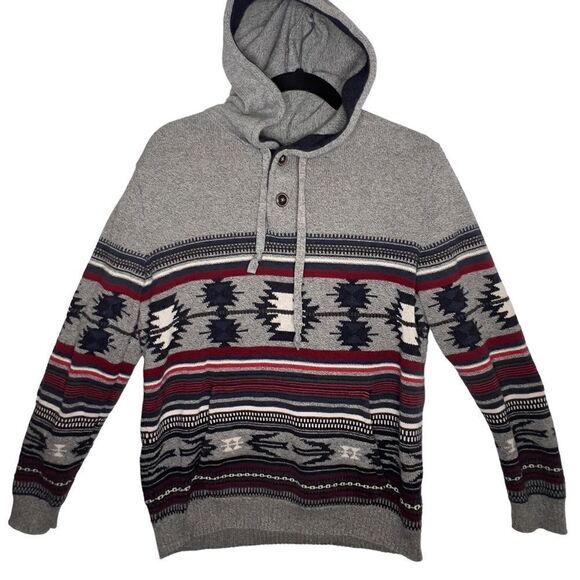 100% cotton American Eagle aztec Hooded Sweater Small - Picture 1 of 15
